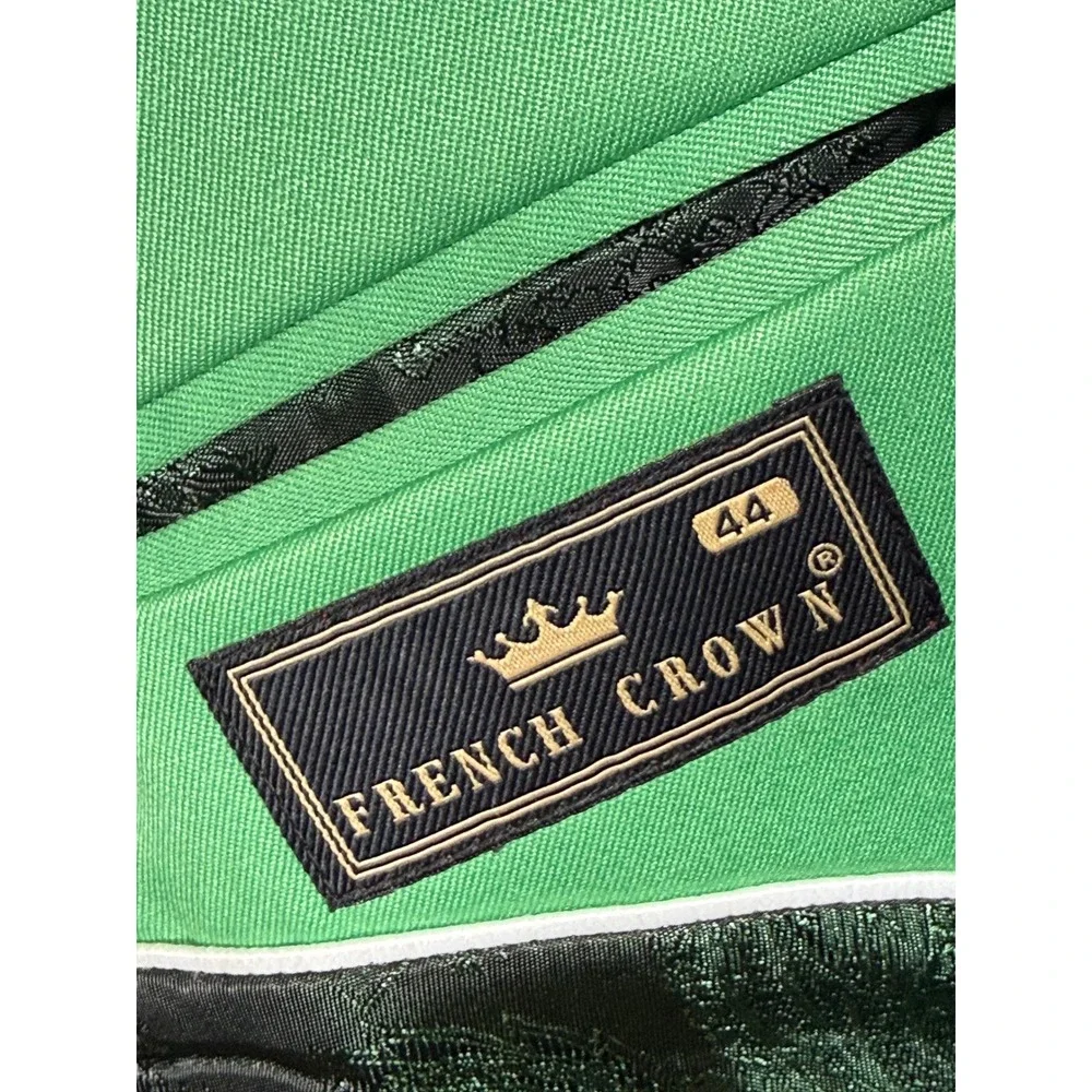 French Crown Mens Green Two Button Blazer Jacket Paisley Lining Size 44 Stylish